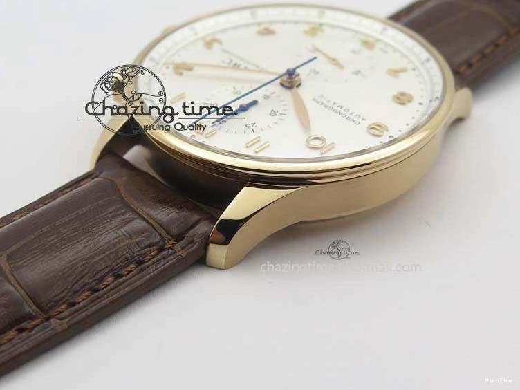 MIROTIME 0418 Portuguese Chrono RG IW371480 ZF 1:1 Best Edition White Dial On Brown Leather Strap A7750 V HighPerformance 7266